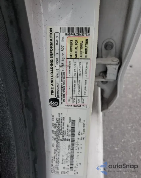 2011 Ford Fiesta Se from USA, damaged, VIN 3FADP4BJXBM207334